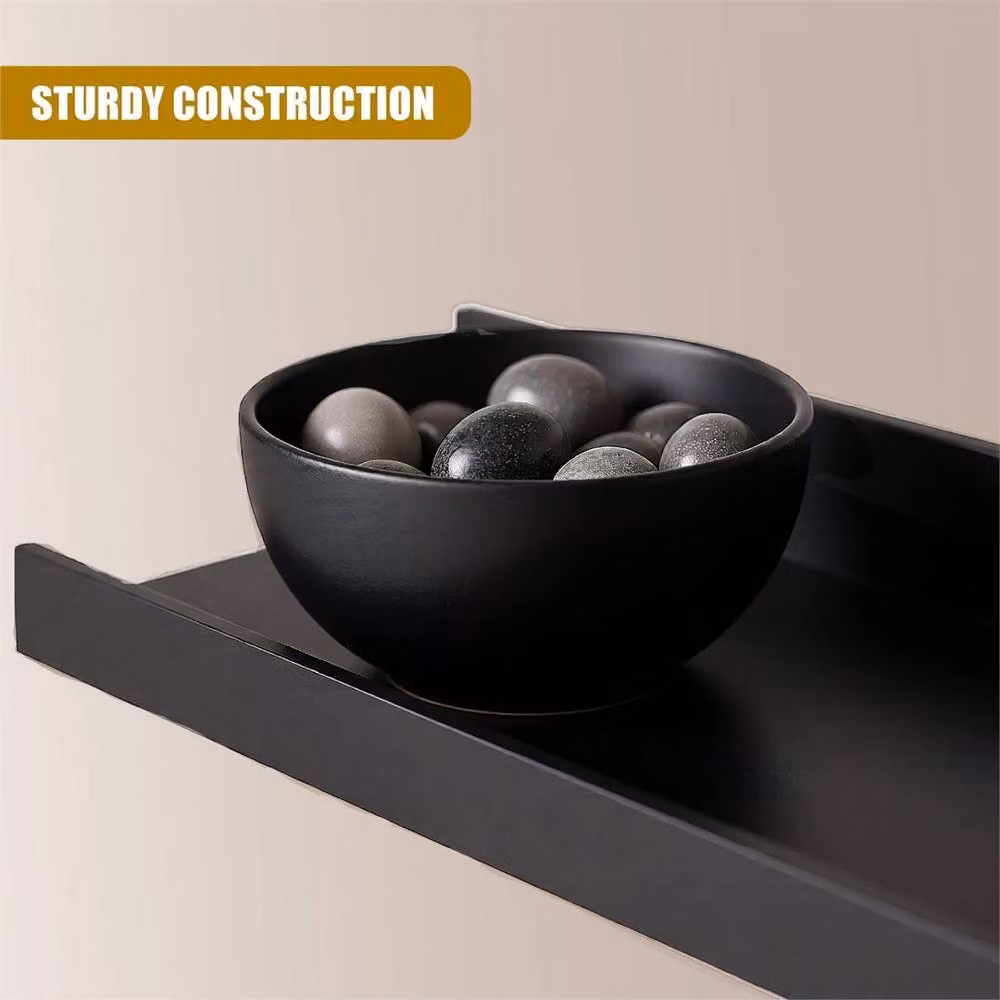 Nordara 3-Piece Black Matt Floating Wall Mounted Display and Storage Shelves – 6