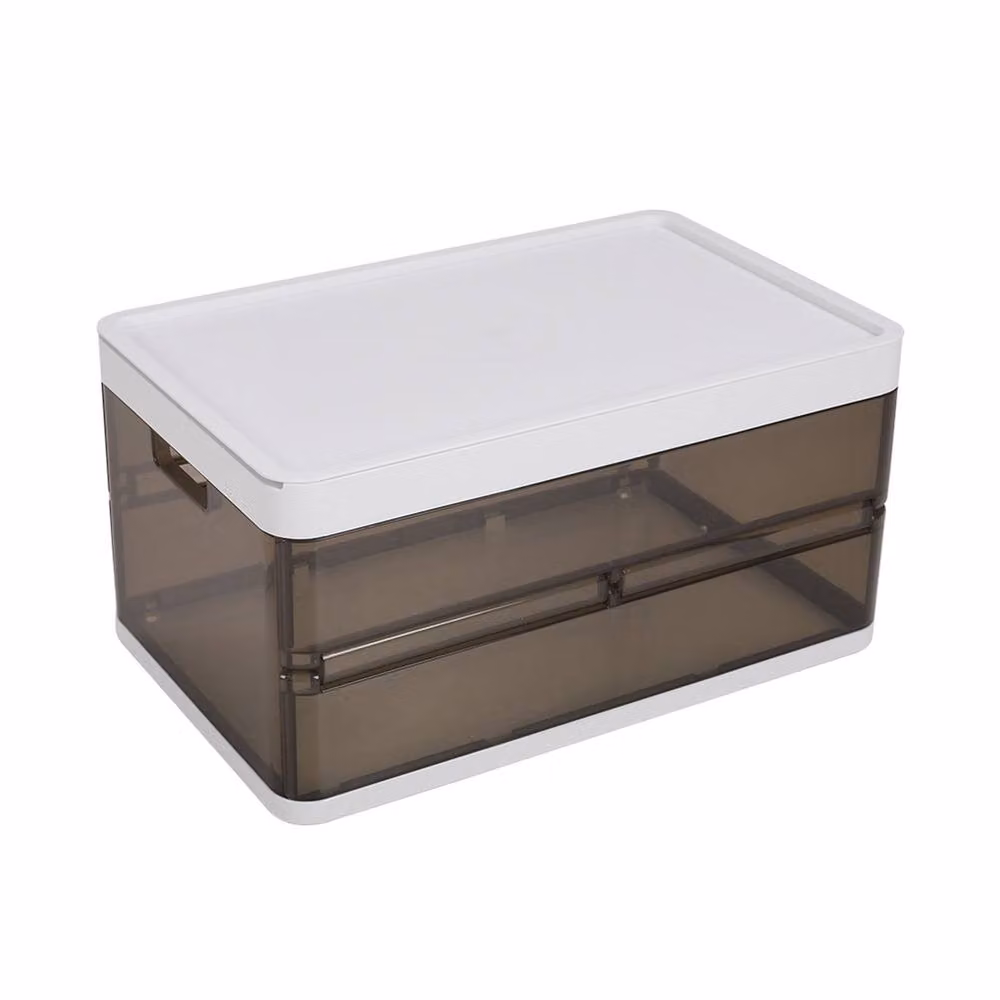 Garden Sanctuary Folding Clothes Organiser Wardrobe Drawer Storage Box, Brown and Transparent, W: 40.0 cm, D: 20.0 cm – 2