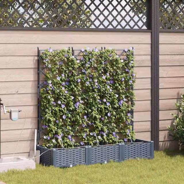 Berkfield 3-Piece Garden Planter Set with Water Irrigation System in Grey