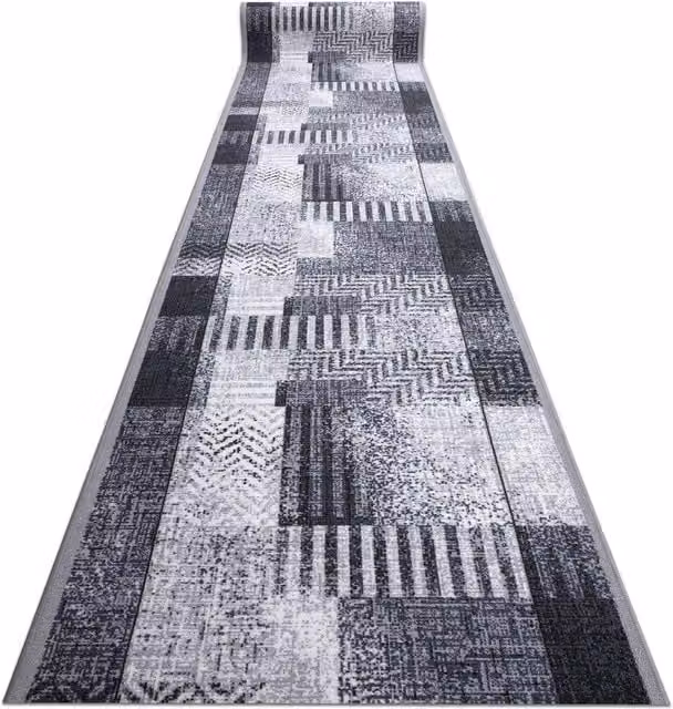 RugsX Essenza Anti-Slip Runner in Grey, W/D/H: 67 x 420 cm – 1