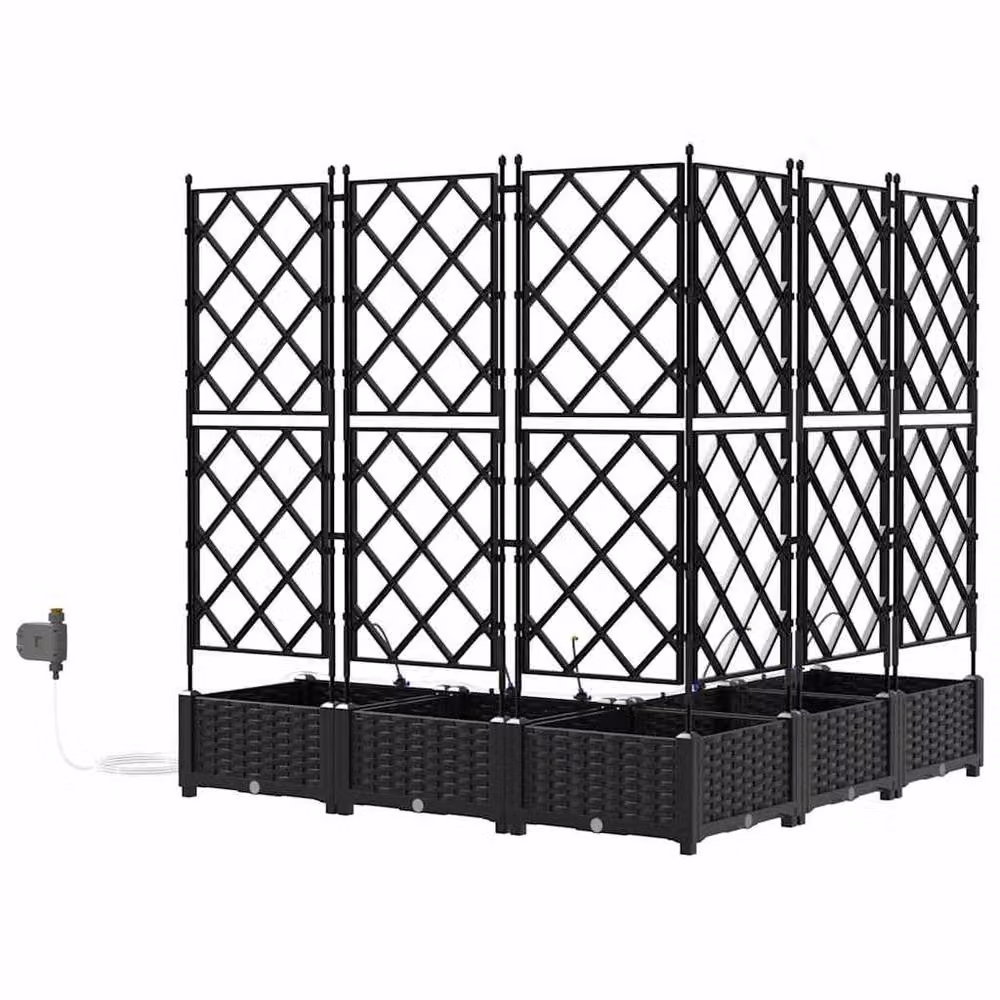 Berkfield Home Garden Planters with Water Irrigation System, 5 Piece Set, Black – 6