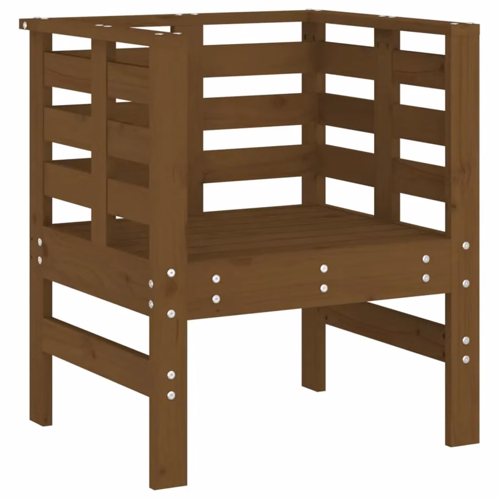 Berkfield Home Rustic Solid Wood Pine Garden Chairs, 2 Pack, Honey Brown, W: 53 cm, D: 53 cm, H: 71 cm – 4