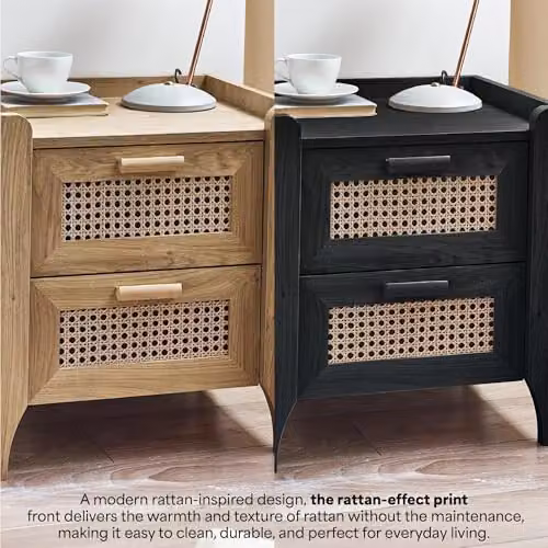 Julian Bowen Sydney 2 Drawer Bedside Table in Brown Oak Effect, H55 x W50 x D41 cm – 3