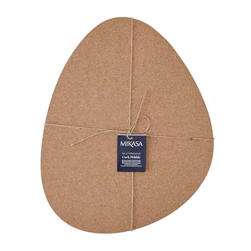 Mikasa Set of 4 Pebble-Shaped Cork Placemats, Beige, W: 38 cm, D: 30 cm
