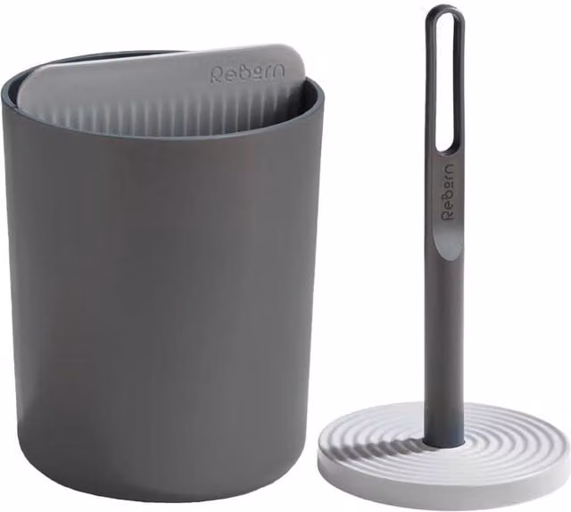 ReBorn Freestanding Kitchen Roll and Utensil Holder with Non-Slip Base, Grey