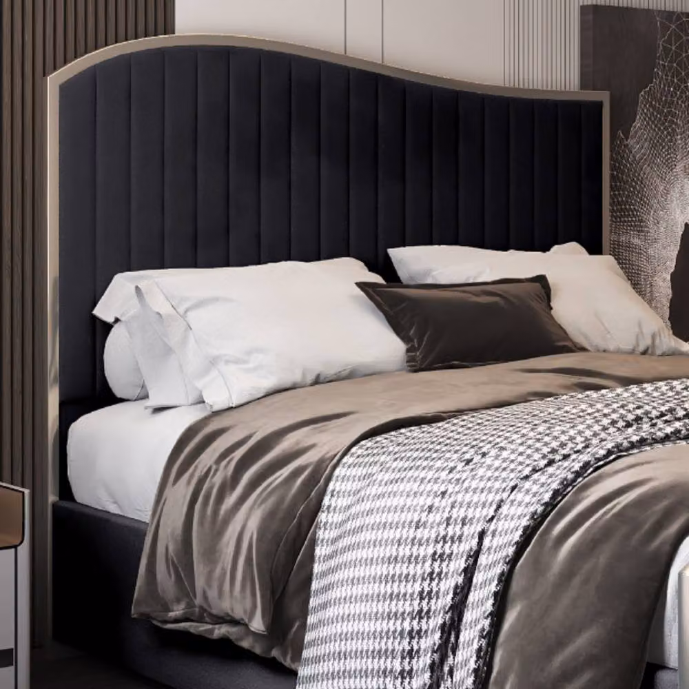 KDMD Hythe King Size Upholstered Velvet Bed Frame with Black Metal Details – 3