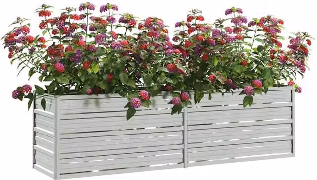 Berkfield Home Garden Galvanised Steel Raised Bed in Silver, W/D/H: 160 x 40 x 45 cm