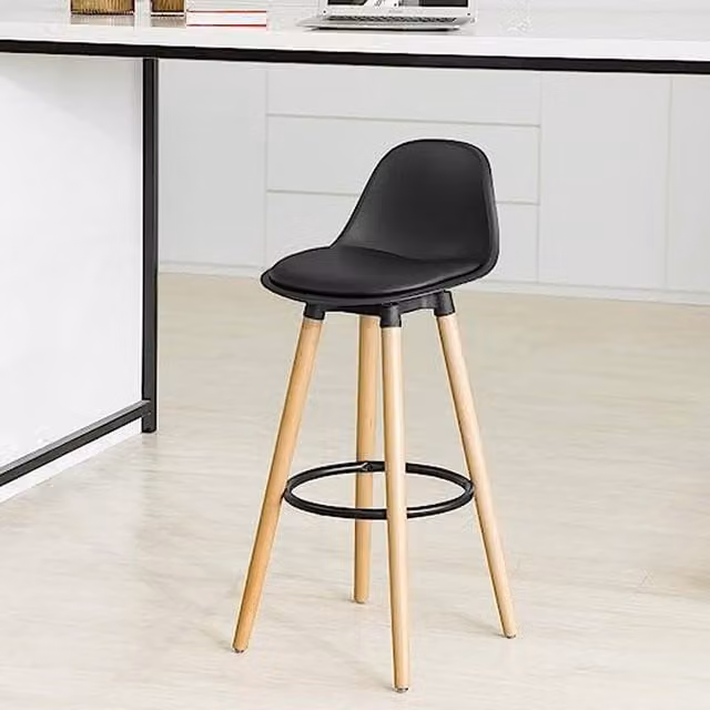 SoBuy Black Synthetic Leather Breakfast Bar Stool for Kitchen and Dining Room