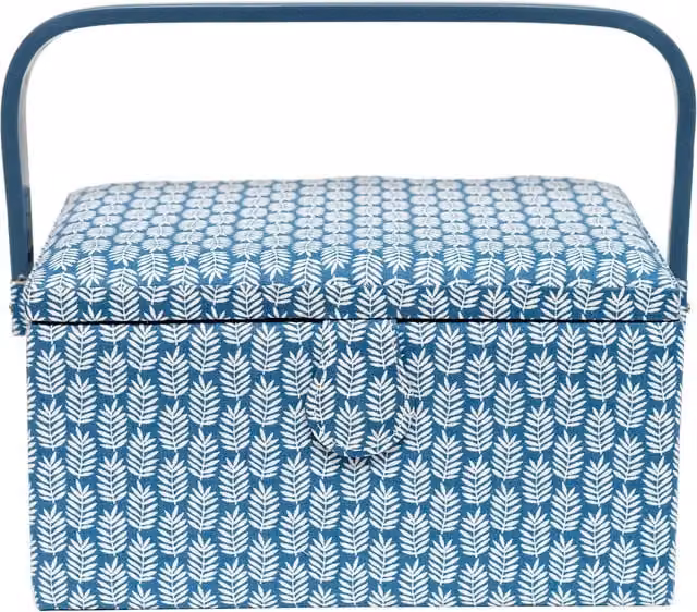 Korbond Blue Fern Fabric Sewing Basket for Adults