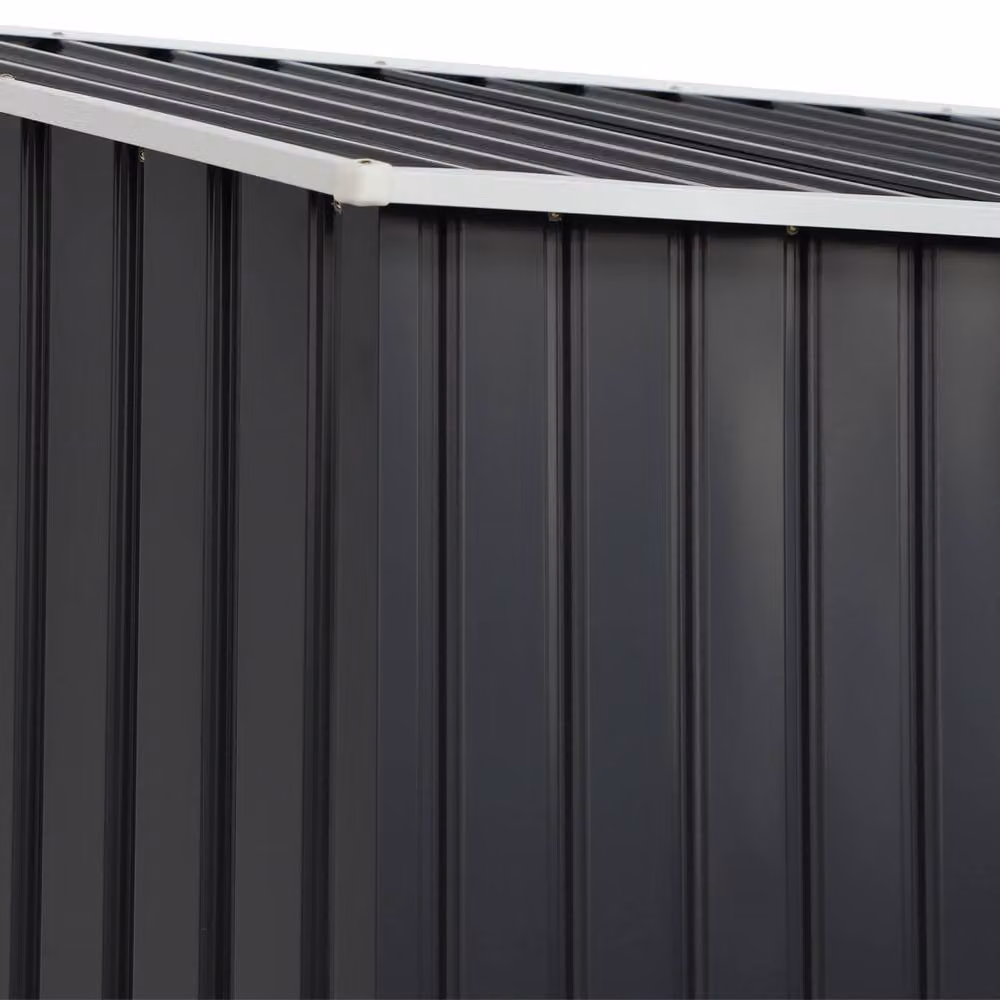 Sweekeet Dark Grey Galvanised Steel Lean-to Garden Shed with Anchoring Kit – 3