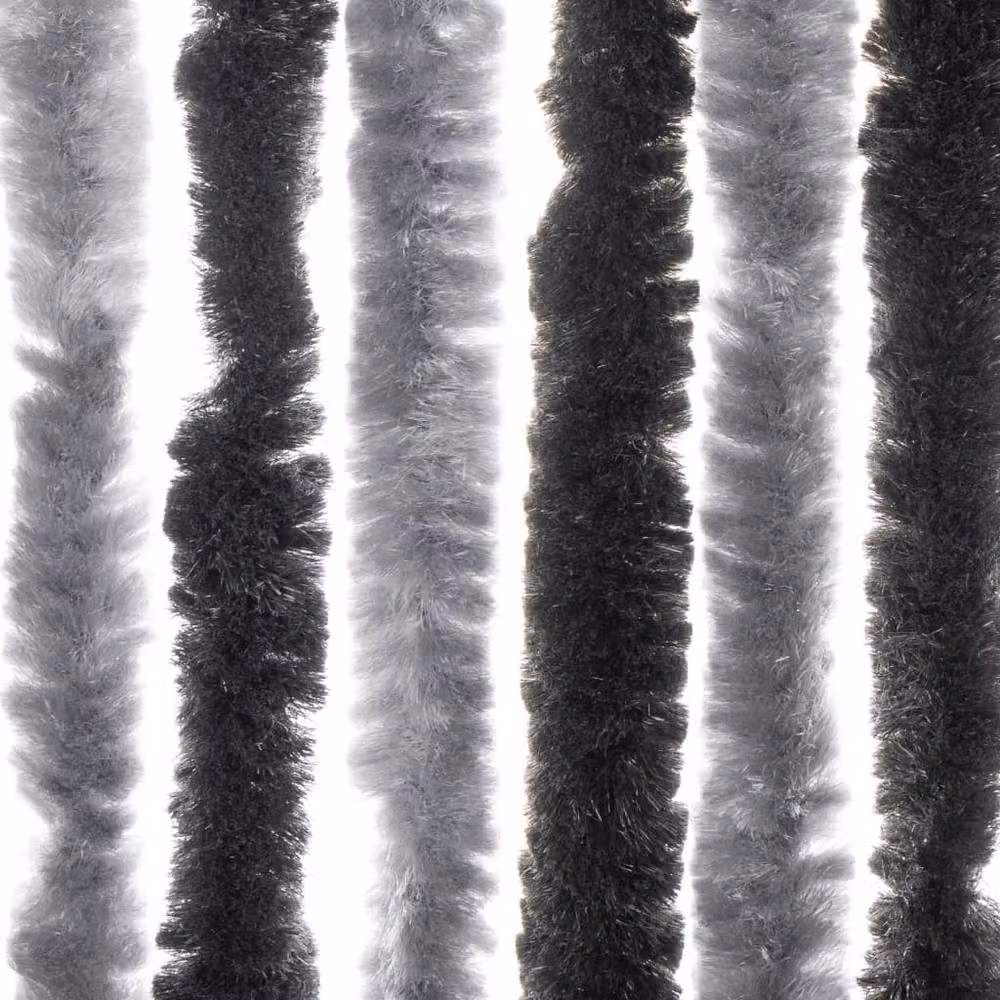 Berkfield Home Chenille Soft Fly Curtain in Grey and Black, W: 100 cm, H: 230 cm – 6