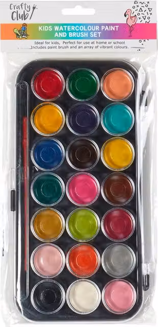 Crafty Club Multicolour Kids Watercolour Paint and Brush Set