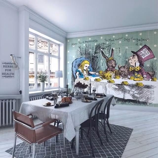 Origin Murals Tea Party Sage Vintage Wall Mural in Green