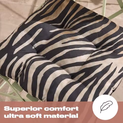 OHS 2 Pack Zebra Print Outdoor Chair Seat Pads in Black and White, W/D/H: 40 x 40 x 40 cm – 4