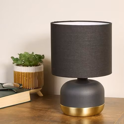 Lighting Collection Ezra Modern Black and Gold Touch Table Lamp