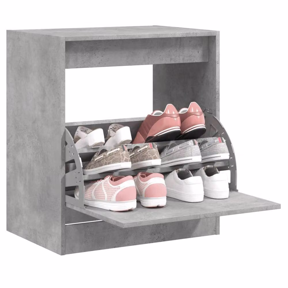 Berkfield Home Modern Shoe Cabinet in Concrete Grey, W/D/H: 60 x 42 x 69 cm – 2