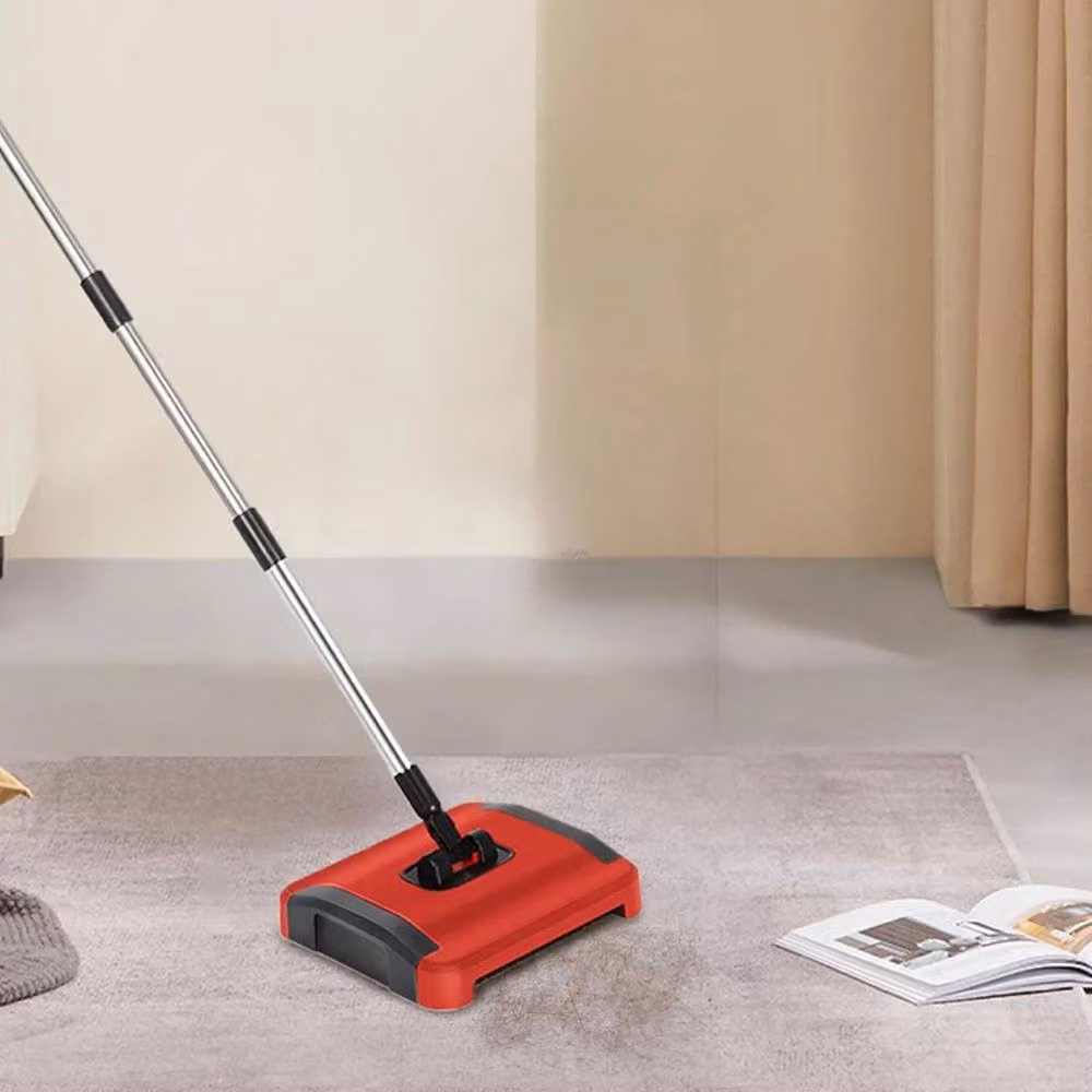 FLAVORA Manual Carpet Sweeper Floor Sweeper Brush in Red – 5