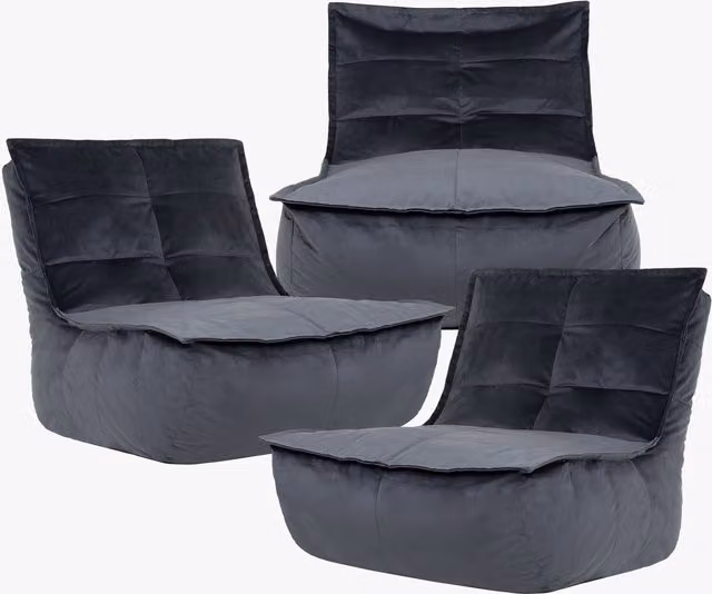 icon Velvet Bean Bag Lounger in Grey