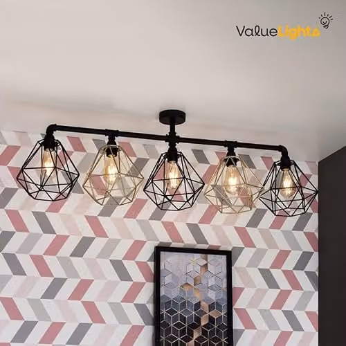 MiniSun Luiggi Industrial Steampunk 3 Way Bar Ceiling Light in Black with Transparent Ribbed Glass Jar Shades – 2