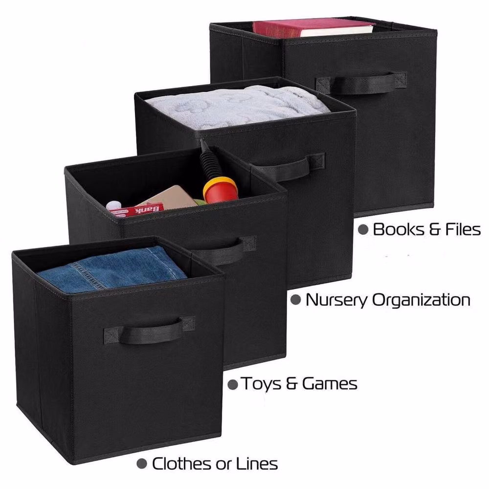 KORVIXA Black Foldable Canvas Storage Boxes, Pack of 2 – 3