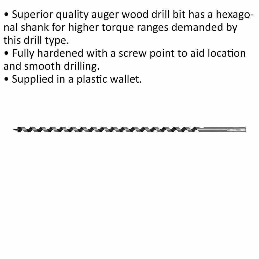Loops Silver Hardened Auger Wood Drill Bit with Hexagonal Shank, Diameter: 10 mm, Length: 460 mm – 2