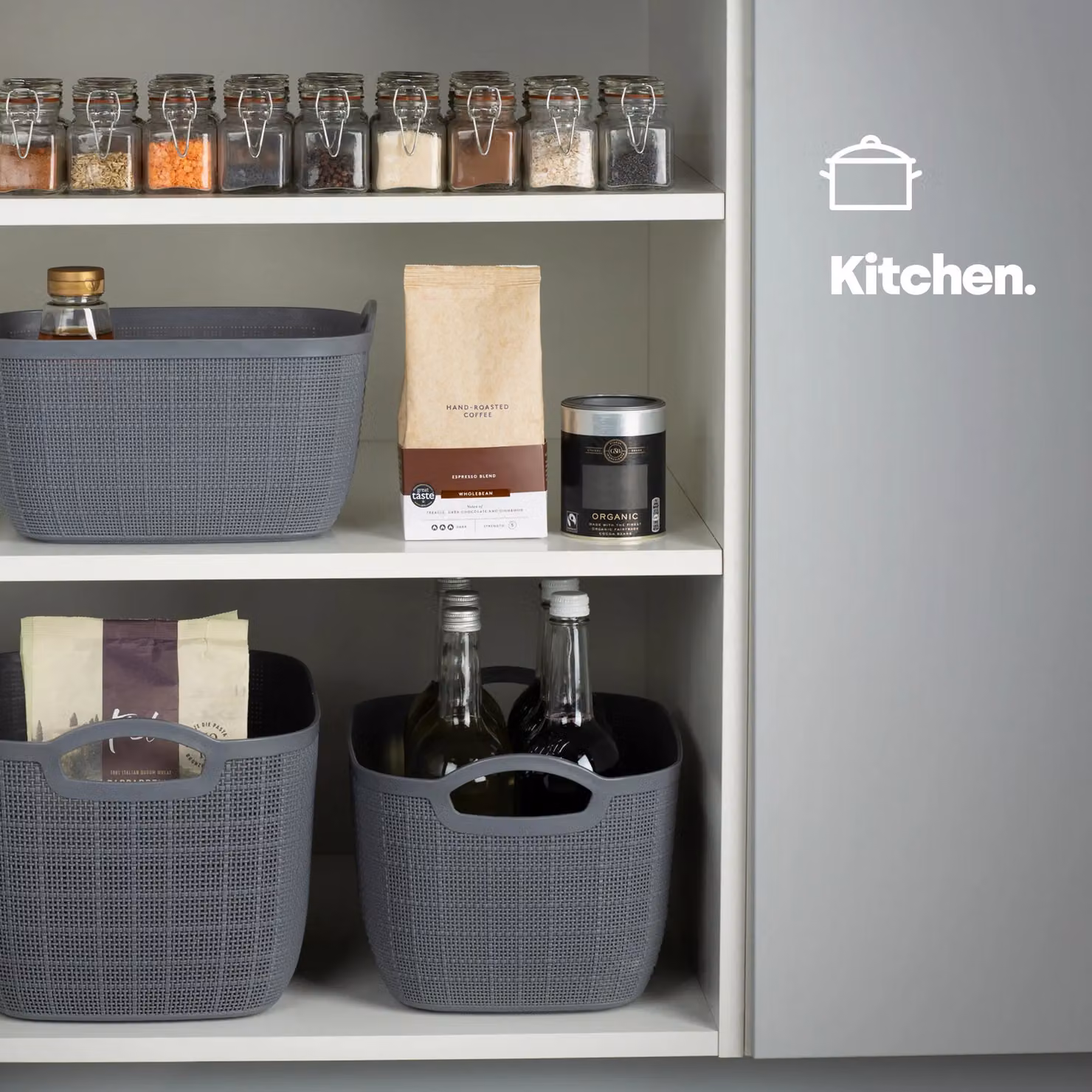 LIVIVO Grey Open Weave Woven Storage Basket with Handles, 11 Litres – 2