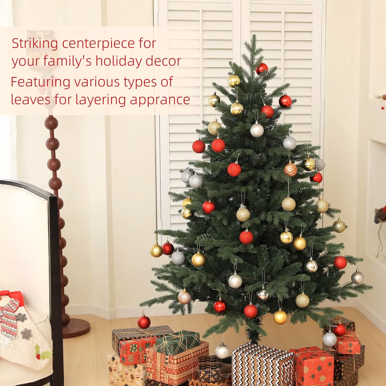 HOMCOM Green Artificial Tabletop Christmas Tree, Height: 152.4 cm – 3