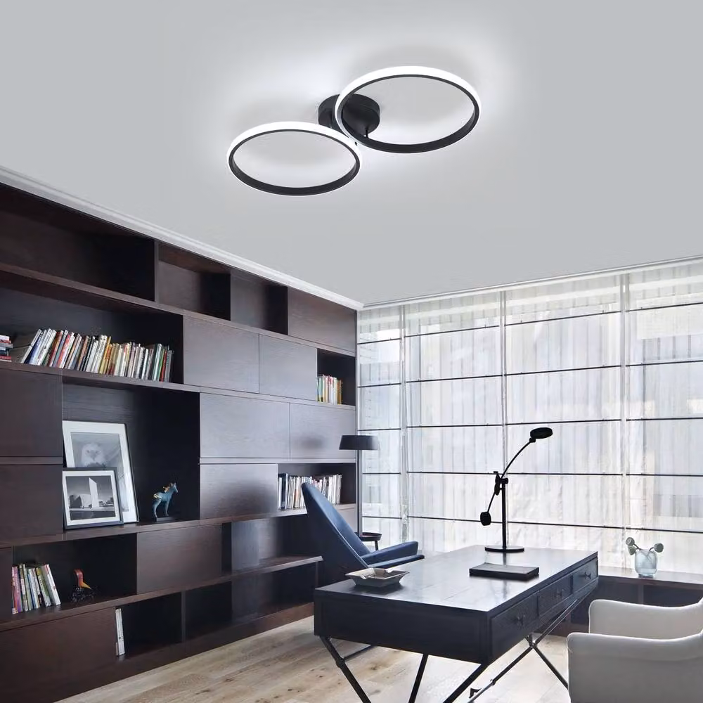 COMELY Round LED Ceiling Light, 42 W, Black, Diameter: 40 cm – 4