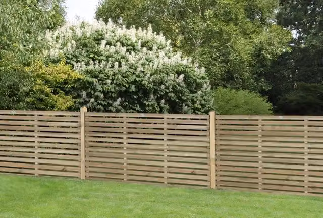 Forest Garden Pressure Treated Contemporary Slatted Wood Fence Board, Brown, H: 180 cm, W: 90 cm