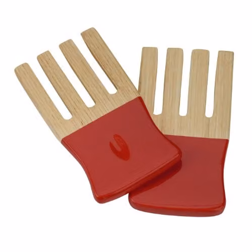 Orsina Coated Bamboo Salad Forks, Set of 2, Red and Orange