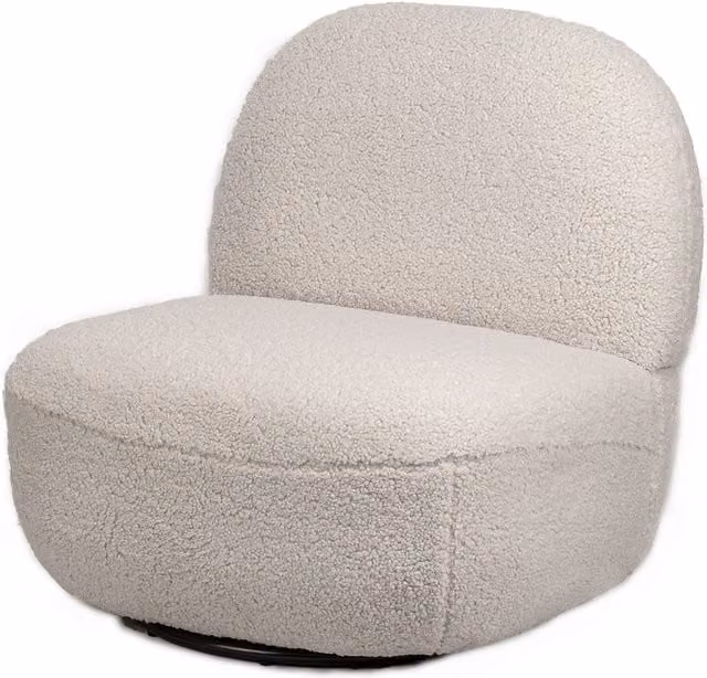 Nordlys Scandinavian Design Swivel Armchair in White Bouclé and Velvet with Metal Frame
