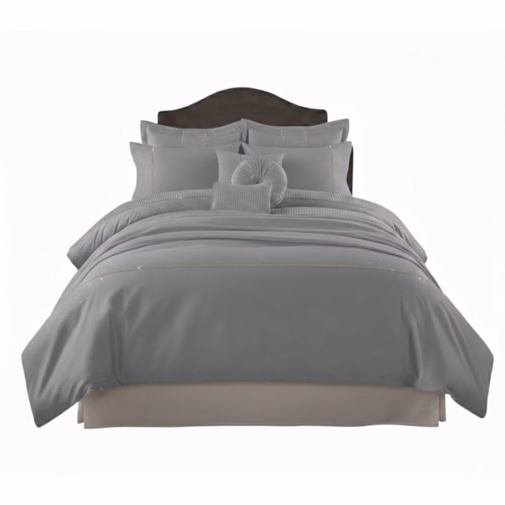 Snug City Luxury Embroidered Duvet Cover Set in Silver with Matching Accessories, King Size, W: 180 cm x L: 200 cm – 2