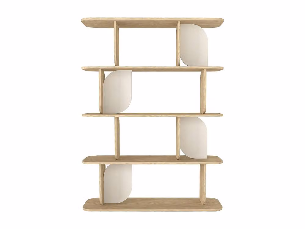 Vente-unique Neleria 4-Shelf Shelving Unit in Light Natural Oak and Beige – 2