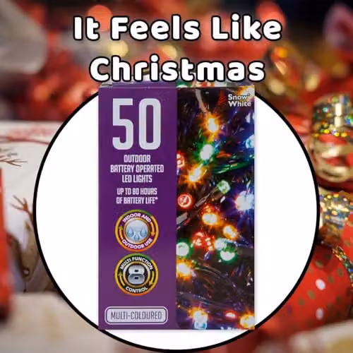 VFM e-Store Multicolour Christmas String Lights with 50 RGB Bulbs – 8