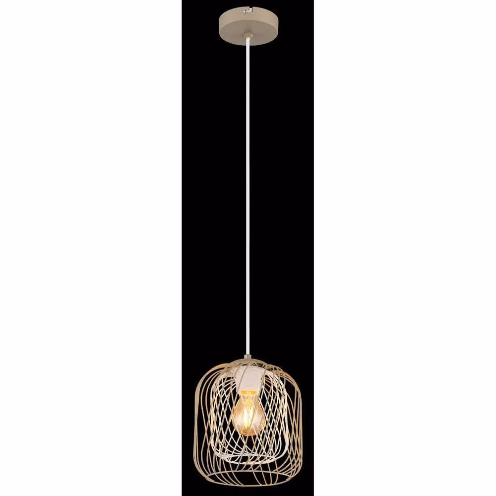 Netlighting Dichti Wire Frame Pendant Ceiling Light, Beige Matt, Diameter: 18 cm, E27 – 2