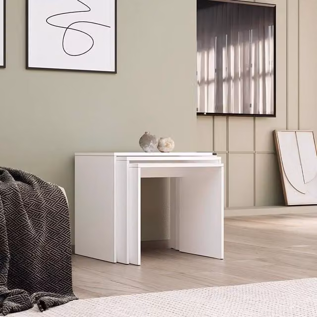 FWStyle Nest of 3 Matt White Scratch Resistant Tables