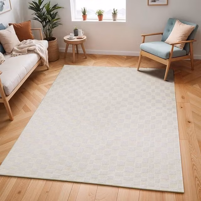 Livabliss Freud Modern Checkerboard High Pile Living and Dining Room Rug in Black and Brown, W: 160 cm, L: 215 cm – 1