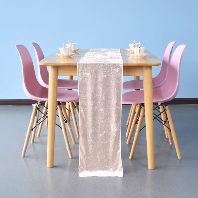 Trimming Shop Diamond Velvet Table Runner in Blush Pink
