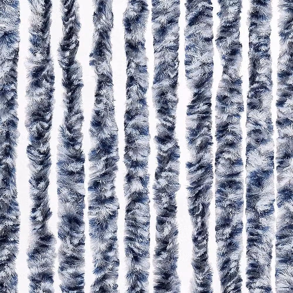 Berkfield Home Chenille Striped Insect Curtain in Blue, White and Silver, W: 56 cm, H: 185 cm – 2