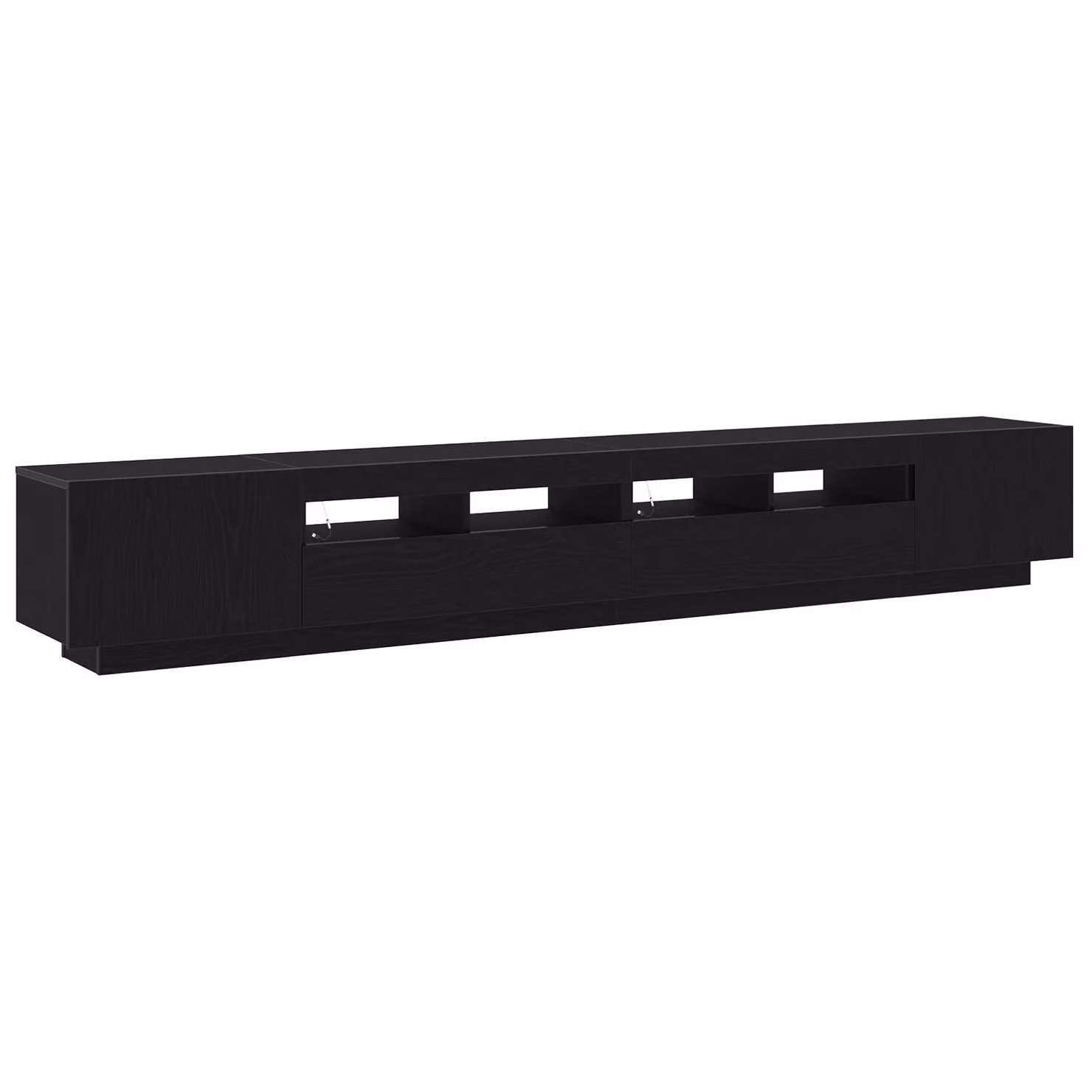 Berkfield Home Modern TV Stand with LED Lights in Black, W: 260 cm, D: 35 cm, H: 40 cm – 2