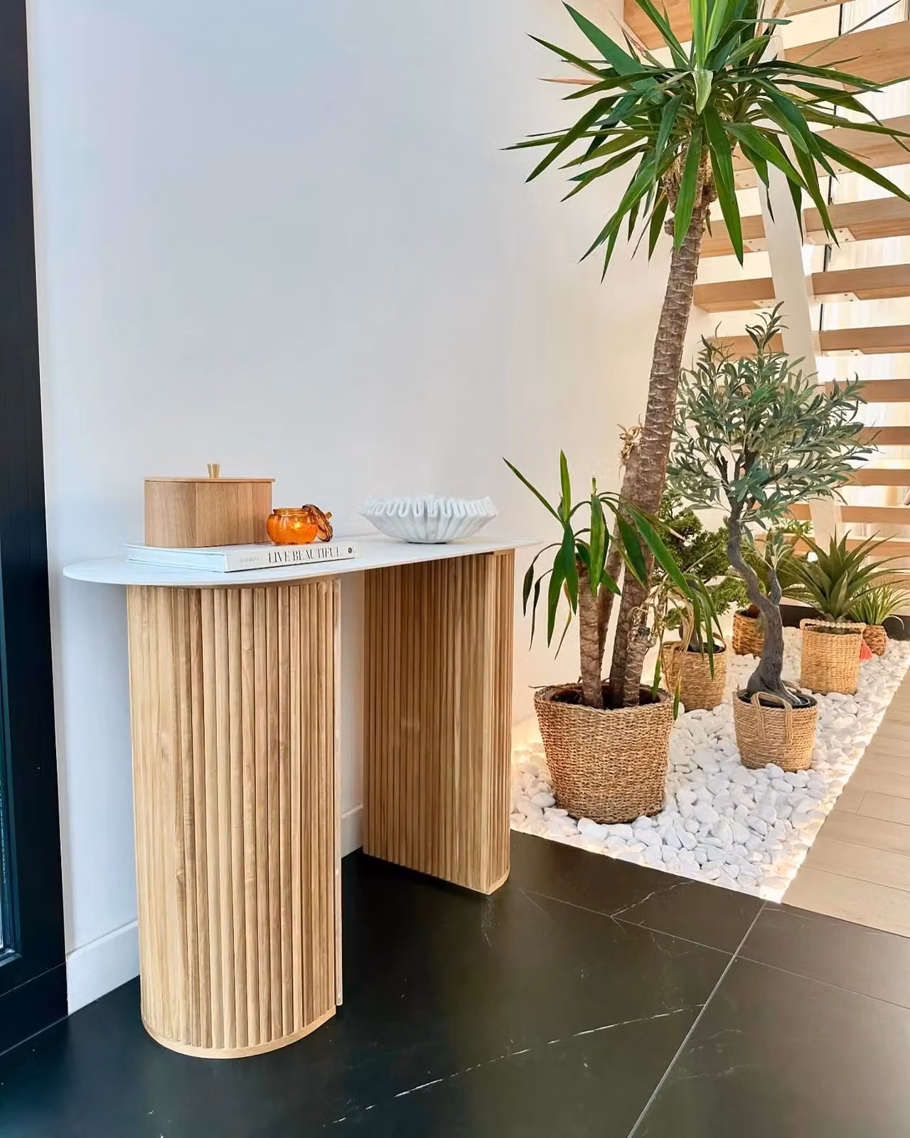 Nordlys Scandinavian White Beech Wood Console Table with Storage – 7