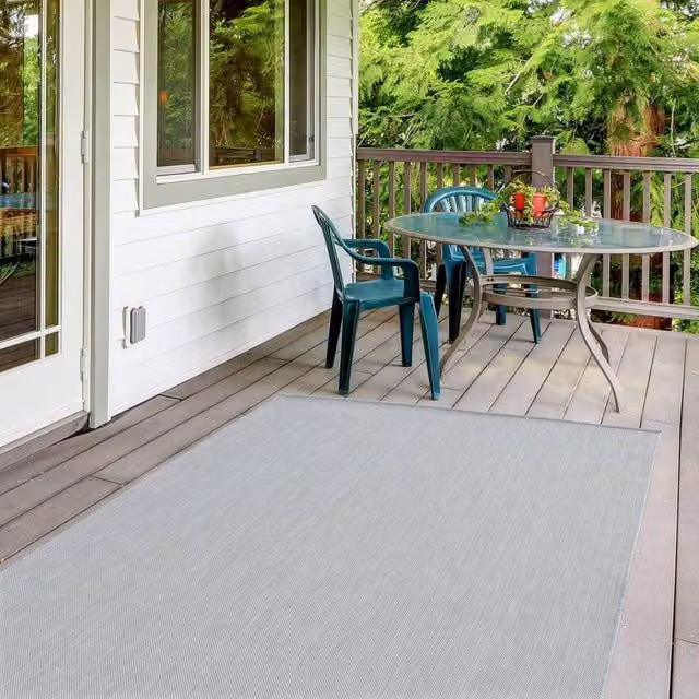 THE RUGS Grey Plain Outdoor and Indoor Rug, W/D/H: 120 x 170 cm