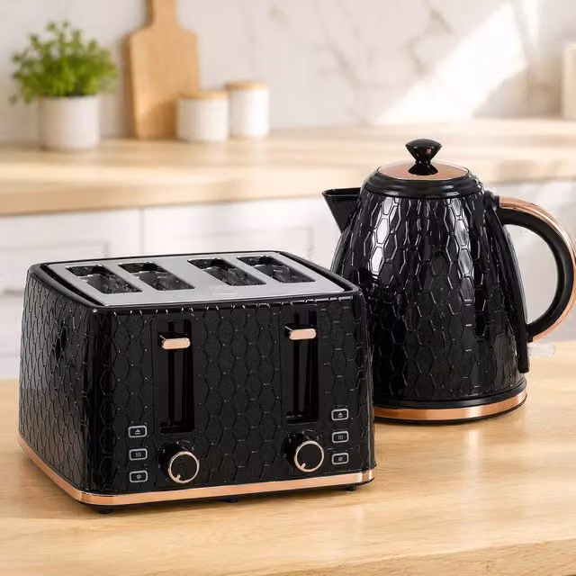 STILVORA Kettle and Toaster Set in Black with 1.7 l Kettle – 1