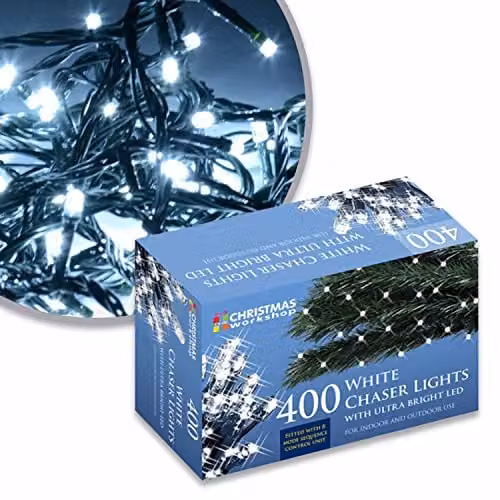 The Christmas Workshop 400 LED Bright White Chaser Fairy Lights, 27.9 Metres, Indoor or Outdoor Use – 1