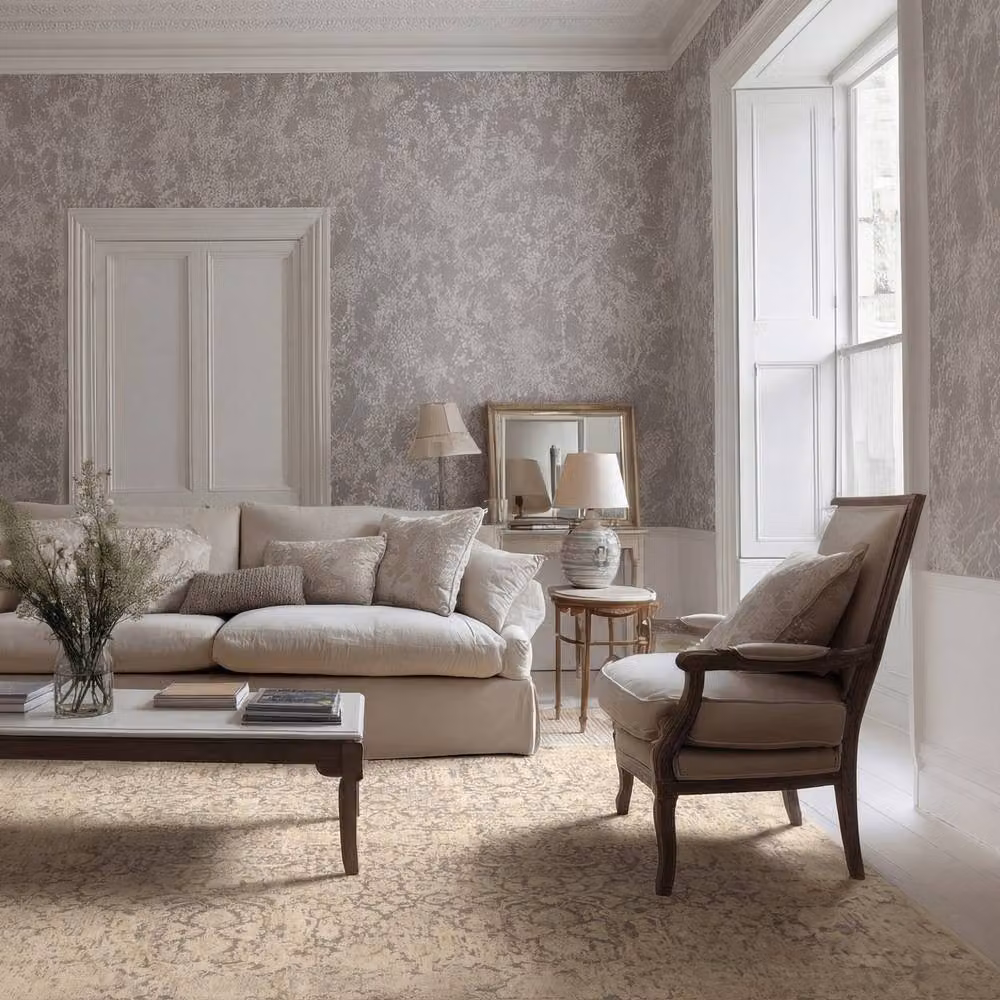 Kukoon Cream Beige and Grey Floral Distressed Machine Washable Living Room Area Rug, W: 240 cm, D: 330 cm – 3