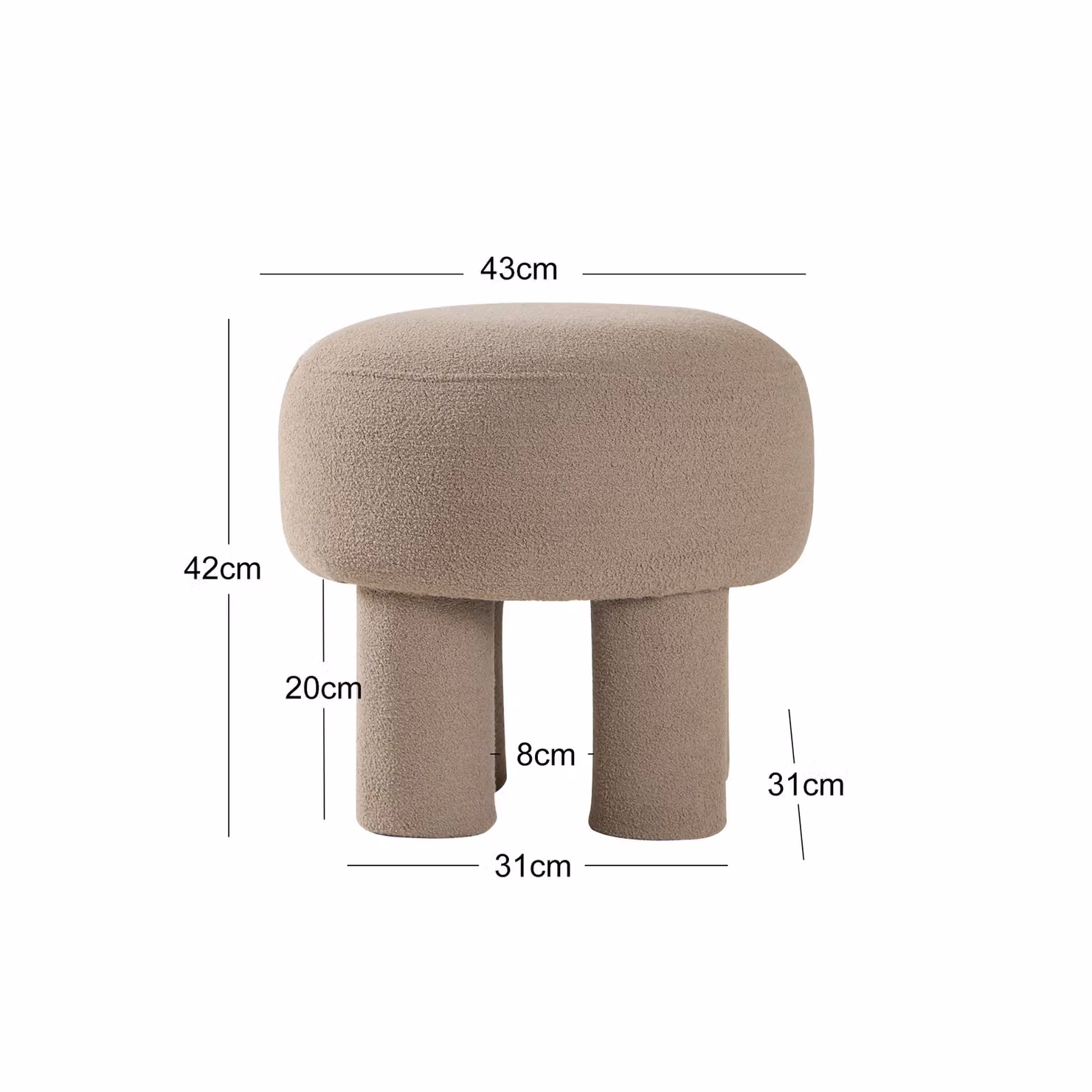 Nordlys Scandinavian Living Room Pouf in Beige Bouclé – 3