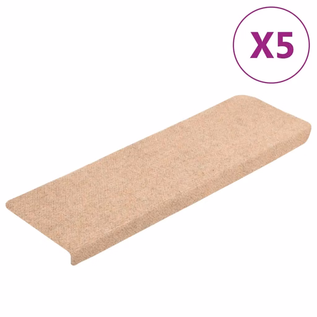 Berkfield Home Brown Needle Punch Stair Mats, 5 Piece Set, W/D/H: 65 x 21 x 4 cm – 2