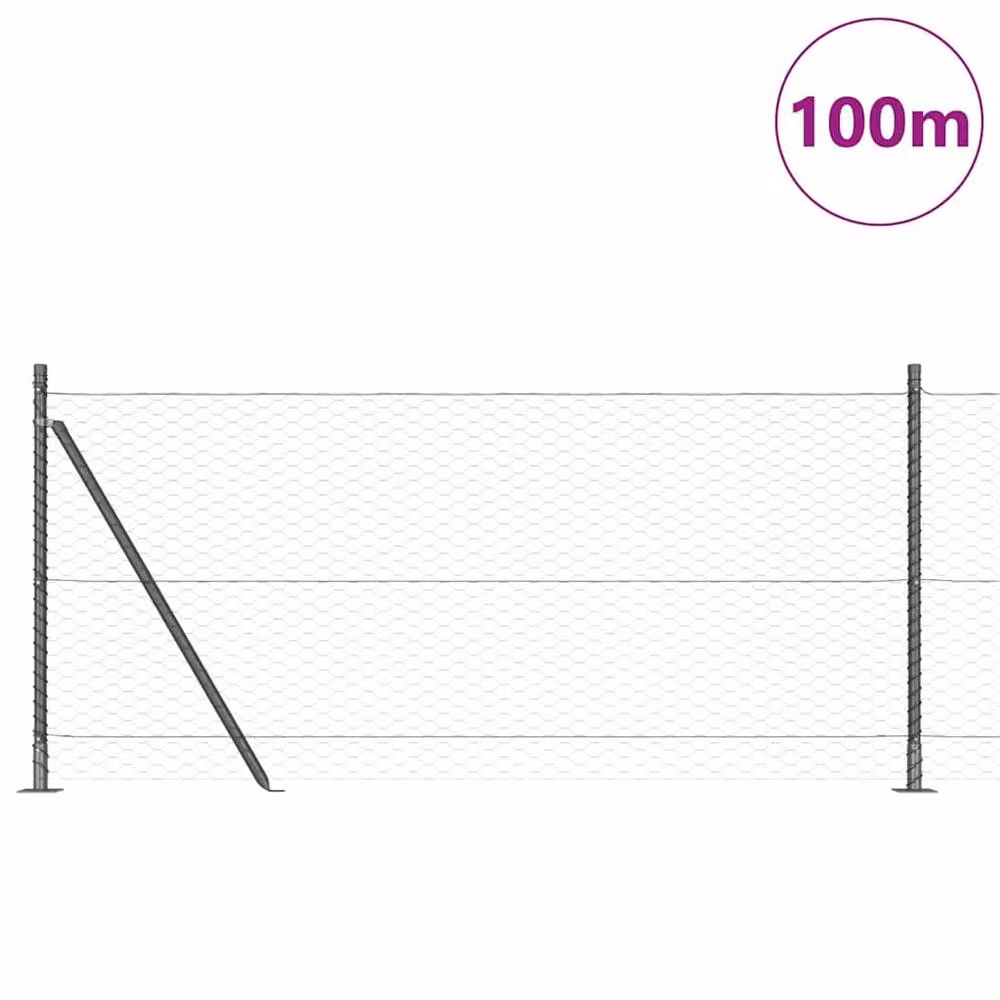 Berkfield Home Grey Steel Hexagon Round Fence, H: 0.8 m x L: 100 m – 2