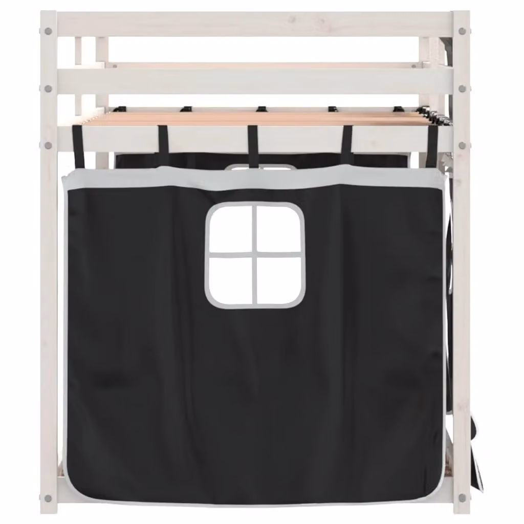Berkfield Home Solid Wood Pine Bunk Bed in White and Black, W/D/H: 80 x 200 cm – 3