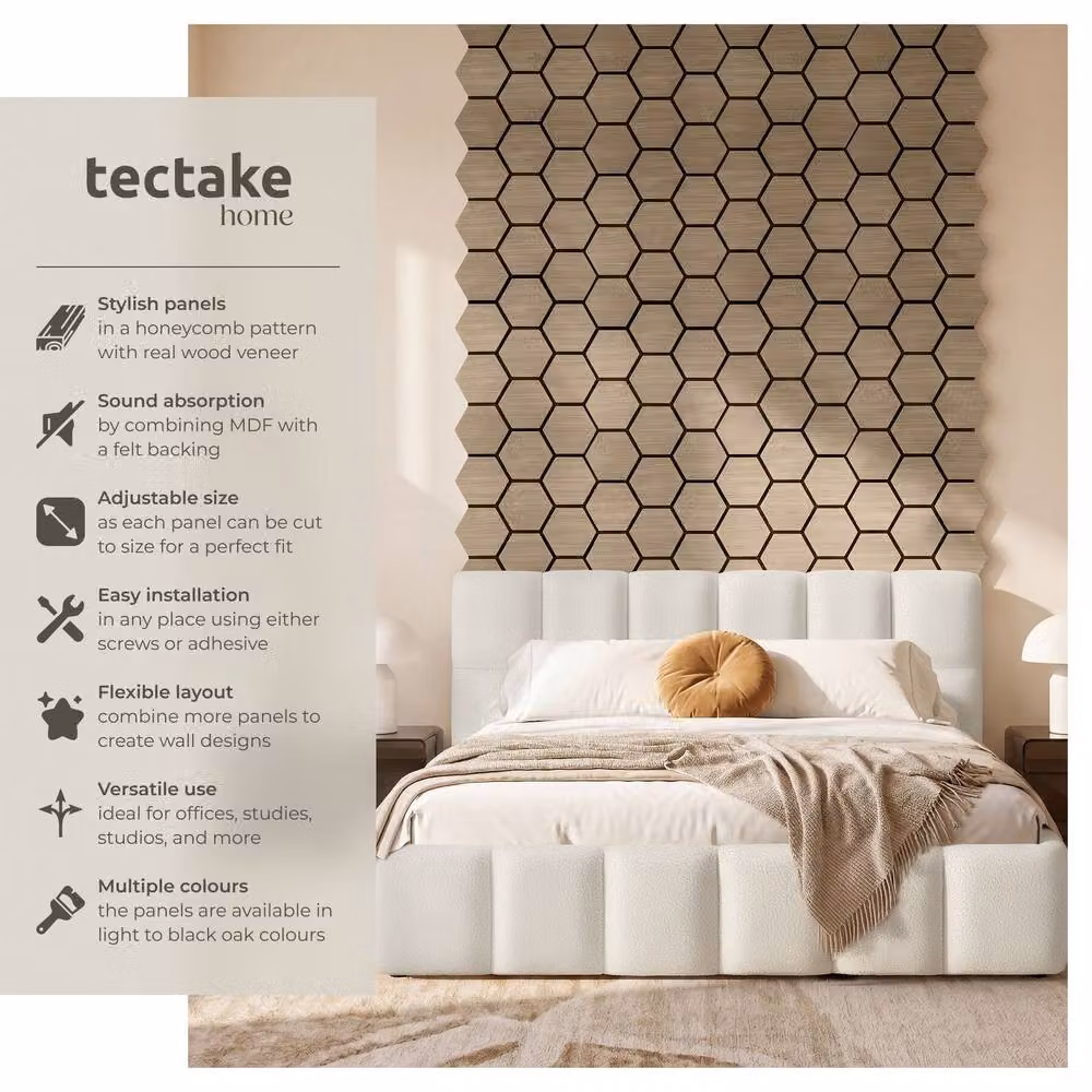 tectake Hexagonal Acoustic Sound-Absorbing Felt Panels in Brown – 2
